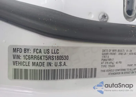 2024 Ram 1500 Classic Tradesman 4X2 5'7 Box from USA, damaged, VIN 1C6RR6KT5RS180530